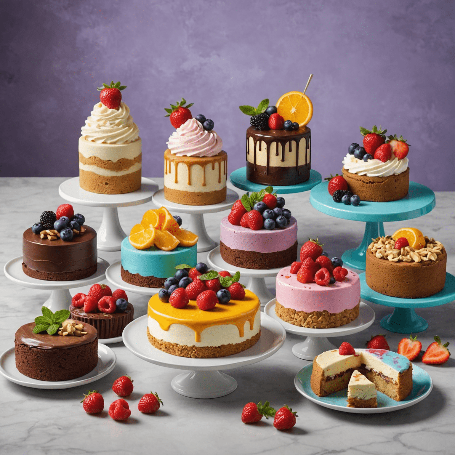 Chef Ravi Patel presenting a colorful array of vegan desserts, including cakes, cookies, and ice creams